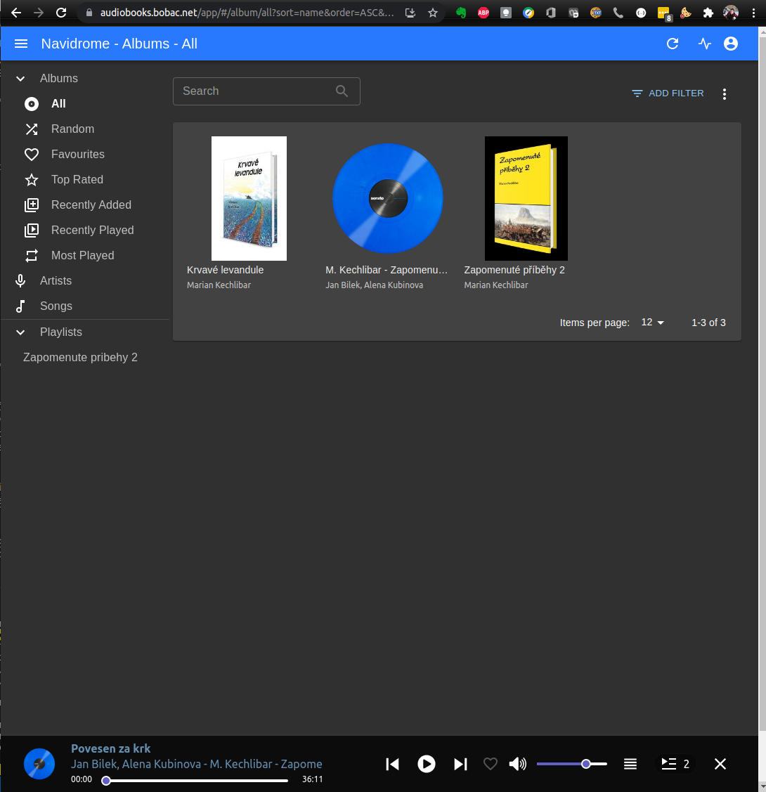 Screenshot z Navidrome